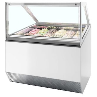   Fagylaltpult, 12/8 tégelyhelyes, sík üveggel, ventilációs hűtéssel "MILLENIUM" – ISA MILLENNIUM ST12