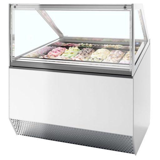 Fagylaltpult, 12/8 tégelyhelyes, sík üveggel, ventilációs hűtéssel "MILLENIUM" – ISA MILLENNIUM ST12