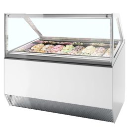   Fagylaltpult, 16/10 tégelyhelyes, sík üveggel, ventilációs hűtéssel "MILLENIUM" – ISA MILLENNIUM ST16