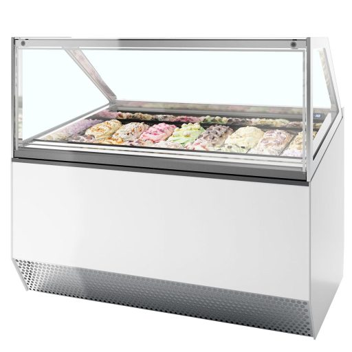 Fagylaltpult, 16/10 tégelyhelyes, sík üveggel, ventilációs hűtéssel "MILLENIUM" – ISA MILLENNIUM ST16