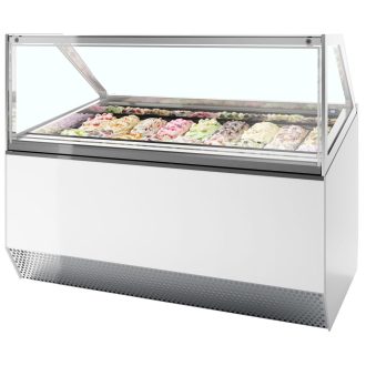  Fagylaltpult, 18/12 tégelyhelyes, sík üveggel, ventilációs hűtéssel "MILLENIUM" – ISA MILLENNIUM ST18