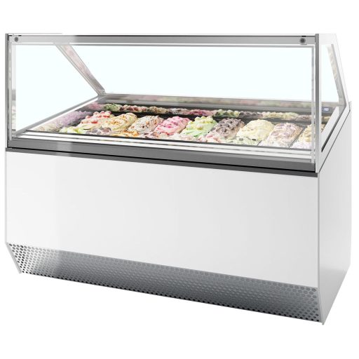 Fagylaltpult, 18/12 tégelyhelyes, sík üveggel, ventilációs hűtéssel "MILLENIUM" – ISA MILLENNIUM ST18