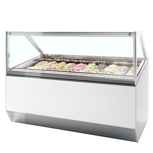 Fagylaltpult, 20/12 tégelyhelyes, sík üveggel, ventilációs hűtéssel "MILLENIUM" – ISA MILLENNIUM ST20