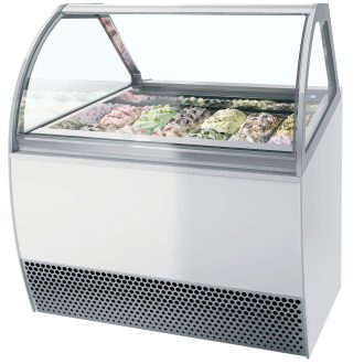   Fagylaltpult, 12/8 tégelyhelyes, sík üveggel, ventilációs hűtéssel "MILLENIUM" – ISA MILLENNIUM LX12