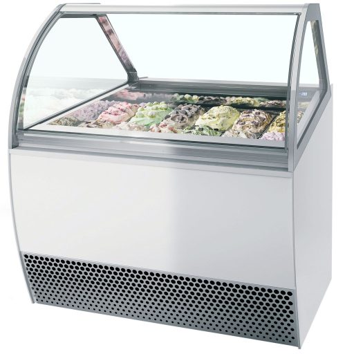 Fagylaltpult, 12/8 tégelyhelyes, sík üveggel, ventilációs hűtéssel "MILLENIUM" – ISA MILLENNIUM LX12