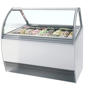   Fagylaltpult, 16/10 tégelyhelyes, sík üveggel, ventilációs hűtéssel "MILLENIUM" – ISA MILLENNIUM LX16