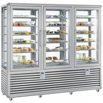  Fagylalt parfé vitrin, négy oldalon üvegezett, három önálló légtérrel, 1388L "CURVE" – SILFER CGL 1300 S/S/S
