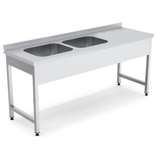 EMAX FMC-254 J Rozsdamentes mosogató két medencével, jobboldali csepegtetővel, 50x40x25cm medenceméret, 160x60x85cm asztalméret