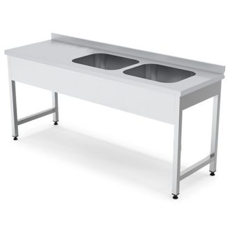   EMAX FMC-254 B Rozsdamentes mosogató két medencével, baloldali csepegtetővel, 50x40x25cm medenceméret, 160x60x85cm asztalméret