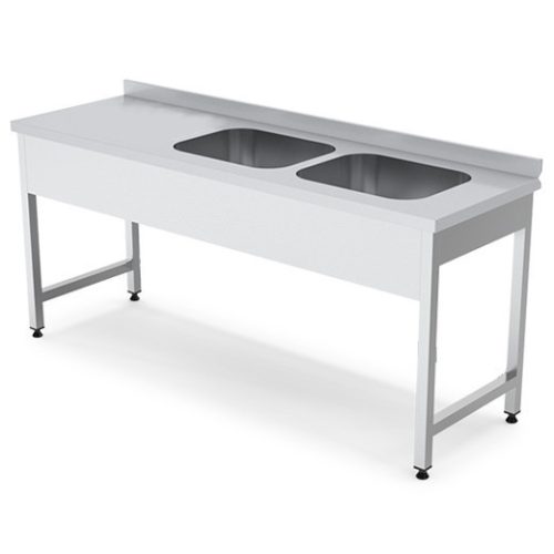 EMAX FMC-254 B Rozsdamentes mosogató két medencével, baloldali csepegtetővel, 50x40x25cm medenceméret, 160x60x85cm asztalméret