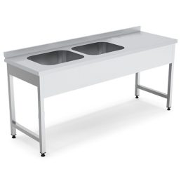   EMAX FMC-265 J Rozsdamentes mosogató két medencével, jobboldali csepegtetővel, 60x50x30cm medenceméret, 180x70x85cm asztalméret