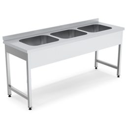   EMAX FM-3770 Rozsdamentes mosogató három medencével, 70x70x30cm medenceméret, 235x80x85cm asztalméret