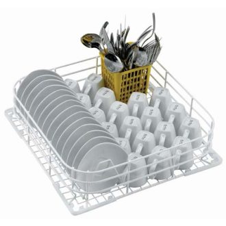   Mosogatókosár poharaknak, 395x395x100mm, evőeszköz és csészealj-tartóval – ELECTROLUX PROFESSIONAL 867055