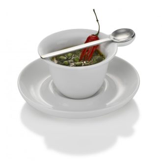   HENDI 785195 Porcelán kerek tálka kanállal + alj, 2 db-os készlet, O118x63 mm - "Tapasmax" sorozat