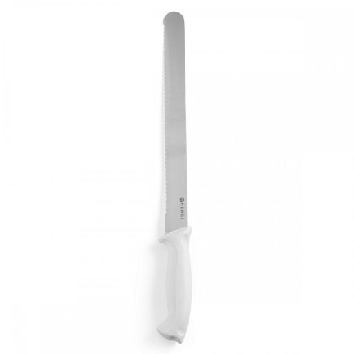 HENDI 843154 Kenyérvágó - szeletelő kés, recés, 300/430mm, fehér műanyag nyéllel