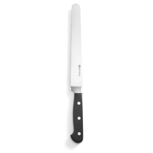 HENDI 781326 Kovácsolt sonkaszeletelő kés, 215/380mm, fekete műanyag nyéllel