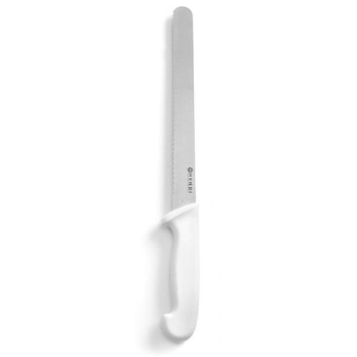 HENDI 843055 Kenyérvágó - szeletelő kés, recés, 250/385mm, fehér műanyag nyéllel