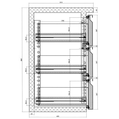 Tefcold 12537+B Hármas fiók modul TEFCOLD CBC típusú bárhűtőkhöz (beszereléssel)