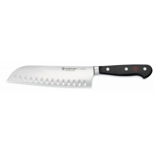 Wüsthof Classic Santoku japán szakácskés barázdált 17 cm-es pengével és fekete markolattal