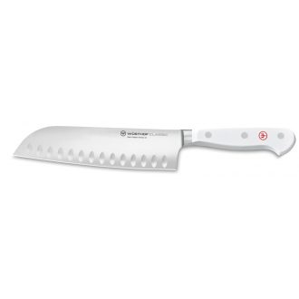   Wüsthof Classic White Santoku barázdált 17 cm hosszú pengével és fehér markolattal