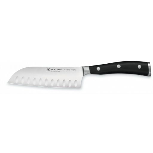Wüsthof Classic Ikon Santoku barázdált 14 cm-es pengével, fekete markolattal, díszdobozban