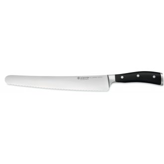   Wüsthof Classic Ikon Super Slicer 26 cm-es hullámos élű pengével, fekete markolattal, díszdobozban