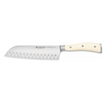   Wüsthof Classic Ikon Creme Santoku japán szakácskés barázdált 17 cm-es pengével és krémszínű markolattal