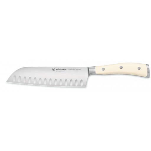 Wüsthof Classic Ikon Creme Santoku japán szakácskés barázdált 17 cm-es pengével és krémszínű markolattal