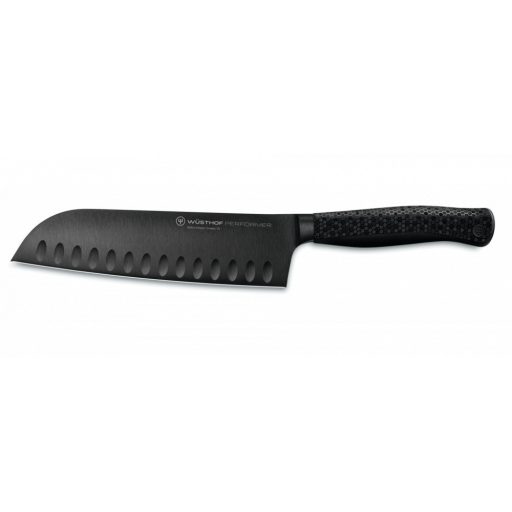 Wüsthof Performer Santoku barázdált 17 cm-es pengével, fekete markolattal